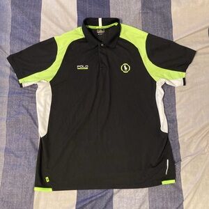 Polo Sport Performance Polo Shirt Sz XL Black Lime Green